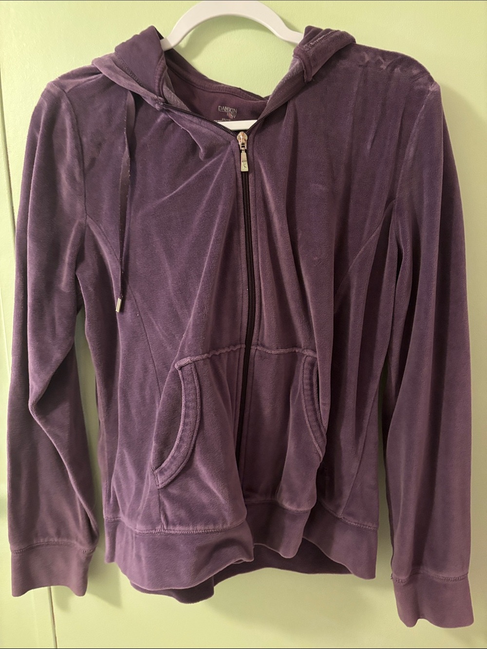 Velour Zip-Up Hoodie in Purple